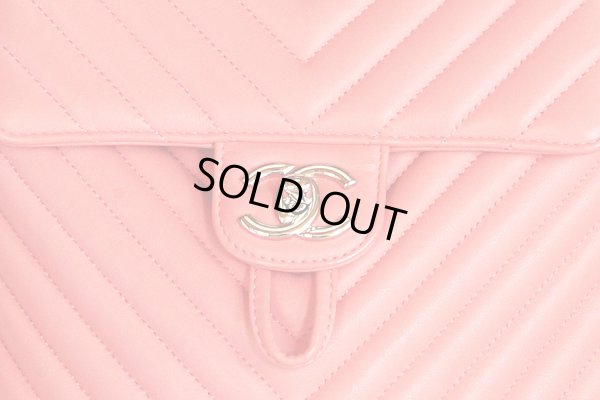 シャネル シェブロン Vステッチ チェーンリュック A91121 ピンク　表面拡大