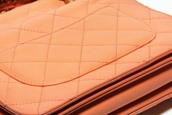 シャネル マトラッセ トップハンドル2WAYショルダーバック コーラルオレンジ くすみ