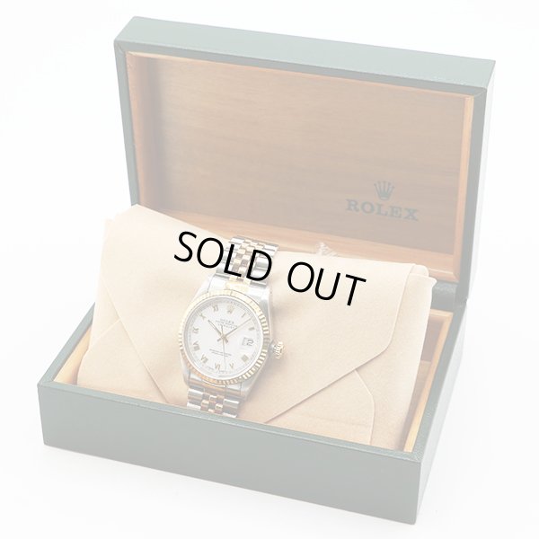 ロレックス　デイトジャスト　１６２３３　金ローマン白文字盤　Ｓ盤（９３年）　箱