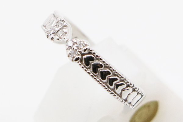 スタージュエリー　K18WG ダイアイリリング 0.07ct 3.40g　サイド