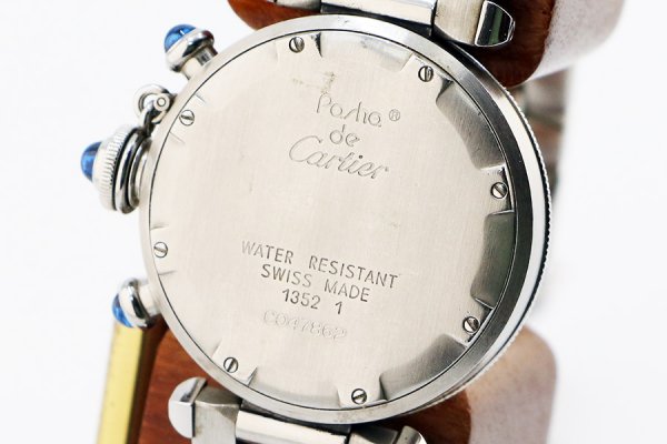 カルティエ　パシャＣ　クロノリフレックス　１３５２－１　青文字盤　裏面拡大