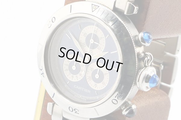 カルティエ　パシャＣ　クロノリフレックス　１３５２－１　青文字盤　サイド拡大