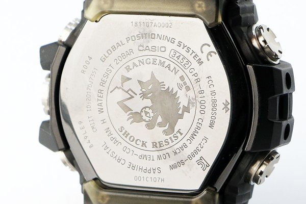 カシオ　Ｇショック　ＧＰＲ－Ｂ１０００―１ＪＲ　レンジマン　デジタル文字盤　裏面拡大
