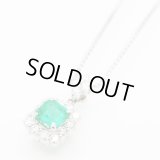 K18WG/PT900 エメラルドダイアイリペンダントネックレス 0.95ct 0.66ct 6.40g
