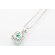 K18WG/PT900 エメラルドダイアイリペンダントネックレス 0.95ct 0.66ct 6.40g　裏面