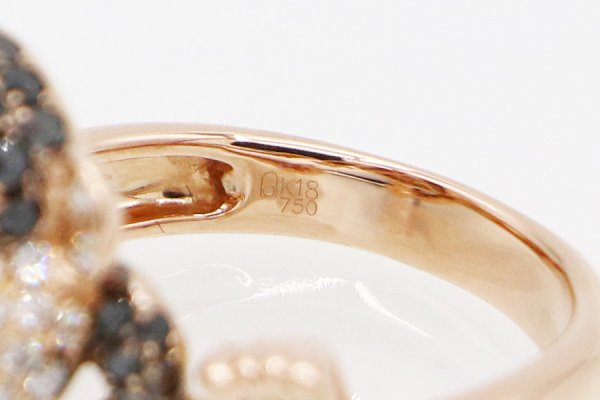 K18PG ダイアイリリング 1.55ct 7.70g　刻印