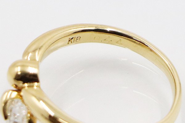 K18 ダイアイリリング 0.44ct 3.40g　刻印