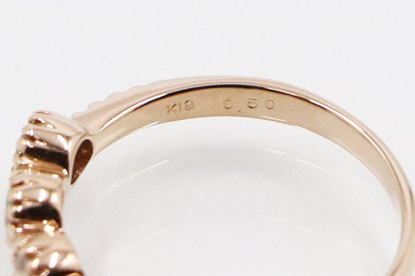 K18PG ダイアイリリング 0.50ct 2.80g　刻印