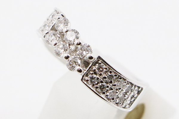 K18WG ダイアイリリング 0.85ct 6.90g　サイド