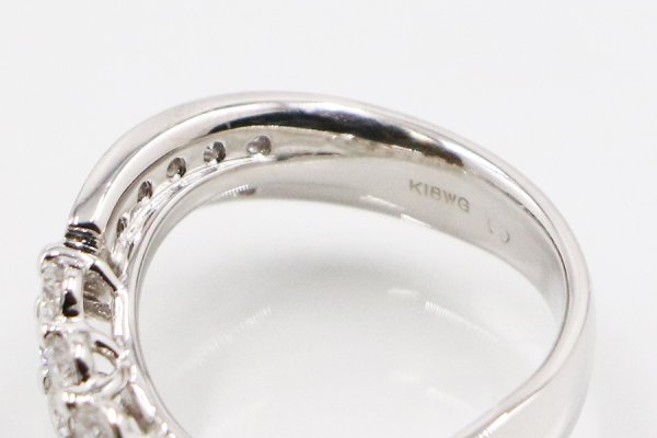 K18WG ダイアイリリング 0.85ct 6.90g　刻印