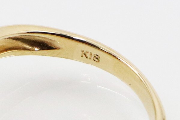 K18 ダイアイリリング 0.11ct 3.40g　刻印