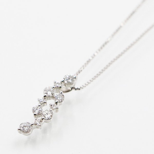 K18WG/PT900 ダイアイリペンダントネックレス 0.50ct 3.90g