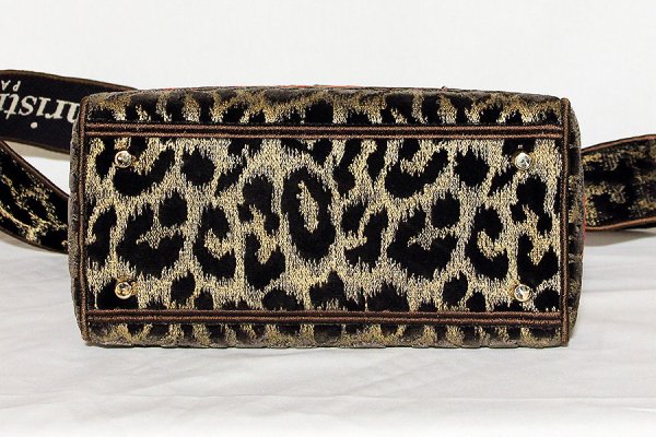 クリスチャンディオール　レディディーライト　ミディアム　レオパード柄　ブラウン／レッド／イエロー　底