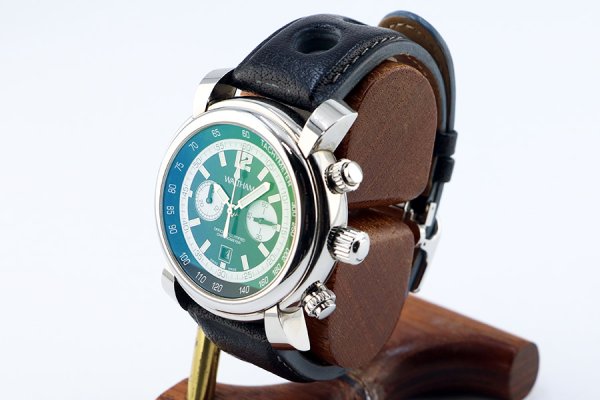 ウォルサム　フィダルゴ　クロノグラフ　黒文字盤　白リング　サイド