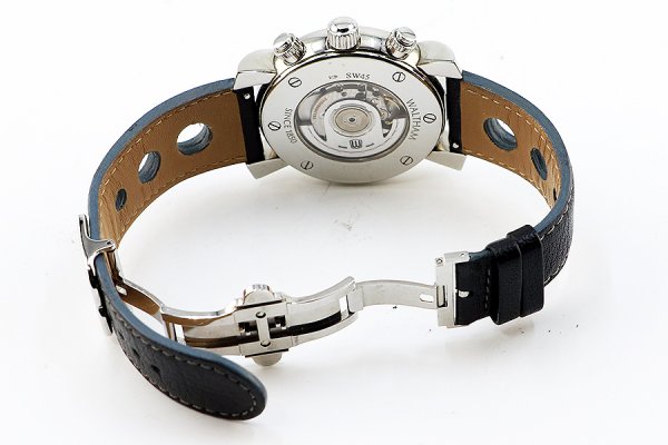 ウォルサム　フィダルゴ　クロノグラフ　黒文字盤　白リング　裏面