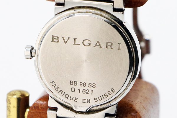 ブルガリ　ブルガリブルガリ　ＢＢ２６ＳＳ　銀文字盤　裏面拡大