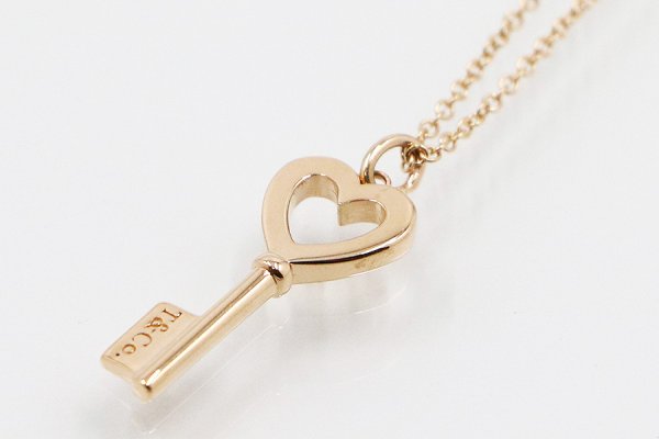 ティファニー　750PG　ハートキー ペンダントネックレス 2.80g　裏面