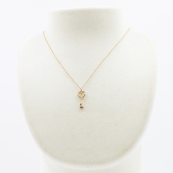 ティファニー　750PG　ハートキー ペンダントネックレス 2.80g　装着イメージ