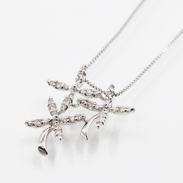 K18WG ダイアイリペンダントネックレス 0.44ct 4.60g