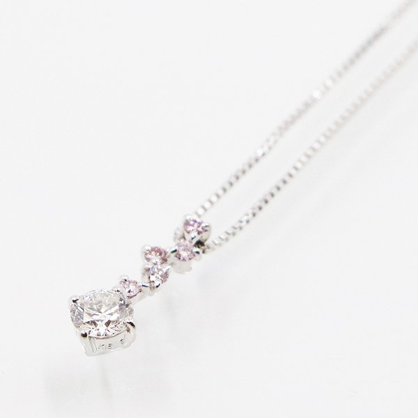 K18WG ダイアイリペンダントネックレス 0.21ct 0.05ct 2.30g