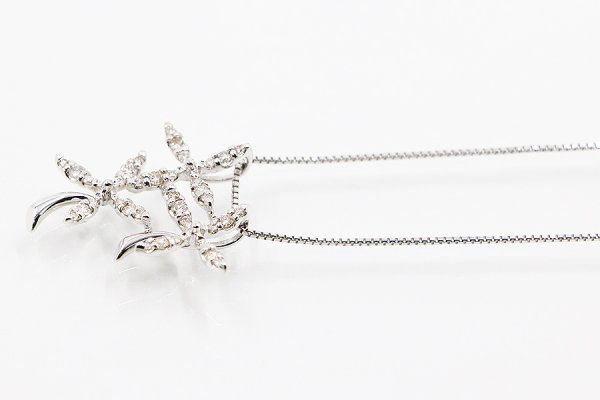 K18WG ダイアイリペンダントネックレス 0.44ct 4.60g　サイド