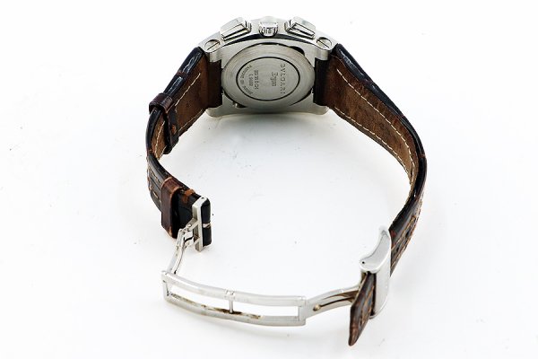 ブルガリ　エルゴン　クロノグラフ　ＥＧ３５ＳＣＨ　銀文字盤　革ベルト