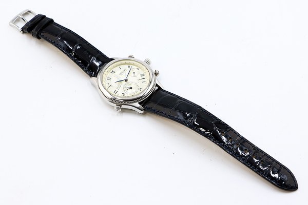 シェルマン　パーペチュアルカレンダーミニッツリピーター　２５周年限定　銀文字盤　革ベルト状態　表面