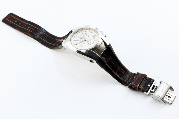 ブルガリ　エルゴン　クロノグラフ　ＥＧ３５ＳＣＨ　銀文字盤　革ベルト状態　表面