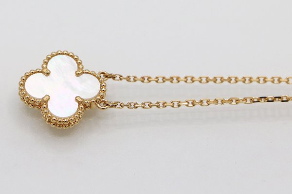 ヴァンクリーフ＆アーペル　750YG ヴィンテージ アルハンブラ ペンダントネックレス 5.10g　サイド