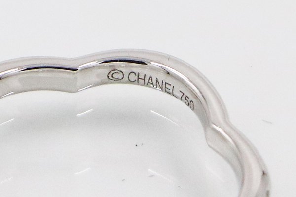 シャネル　750WG カメリア1P ダイアイリリング J3219 2.60g　刻印