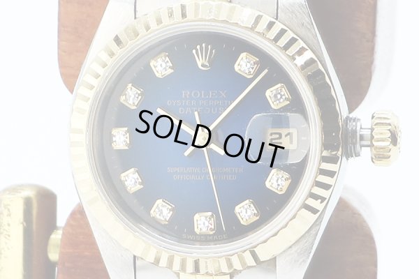 ロレックス　６９１７３Ｇ　青グラデーション文字盤　新１０Ｐ　Ｕ番　表面拡大