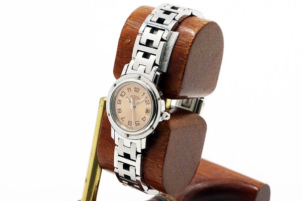 エルメス　クリッパー　ＣＬ４．２１０　ピンク文字盤　サイド