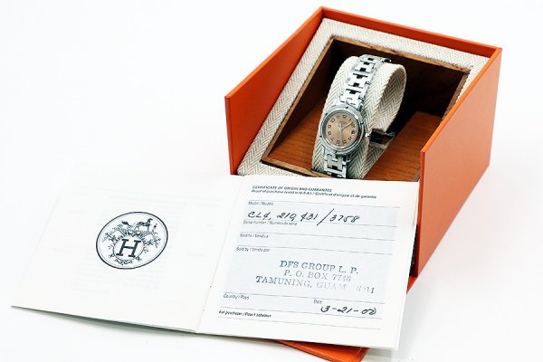 エルメス　クリッパー　ＣＬ４．２１０　ピンク文字盤　箱・保証書