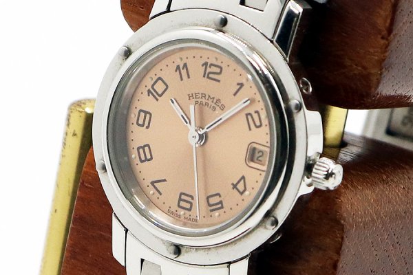 エルメス　クリッパー　ＣＬ４．２１０　ピンク文字盤　サイド拡大