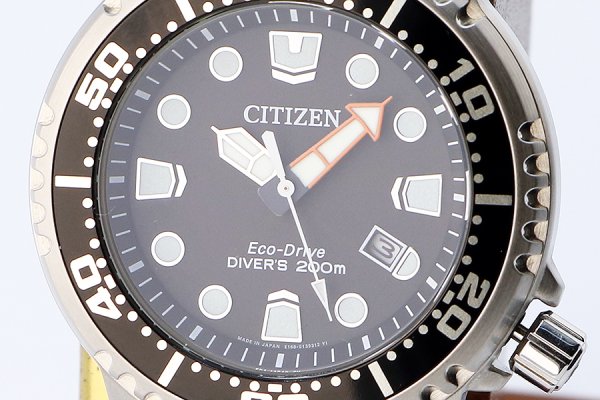 シチズン　プロマスター　ダイバー２００ｍ　ＢＮ０１５６－０５Ｅ　黒文字盤　表面拡大