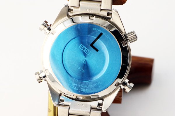 セイコー　プロスペック　スピードタイマー　ＳＢＥＲ００１　銀／黒文字盤　裏面拡大