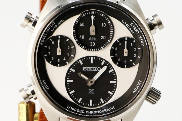 セイコー　プロスペック　スピードタイマー　ＳＢＥＲ００１　銀／黒文字盤　表面拡大
