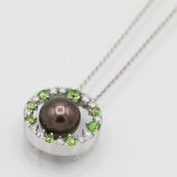 ミキモト　K18WG ブラックパールデマントイドガーネットダイアイリペンダントネックレス 9.30mm 9.60g