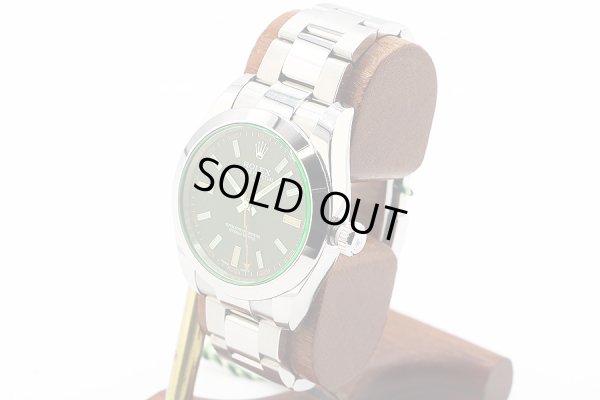 ロレックス　１１６４００ＧＶ　ミルガウス　黒文字盤　グリーンガラス　サイド