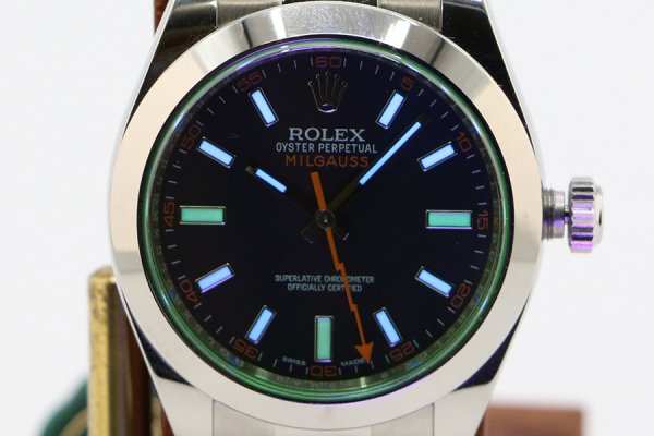 ロレックス　１１６４００ＧＶ　ミルガウス　黒文字盤　グリーンガラス　ライト