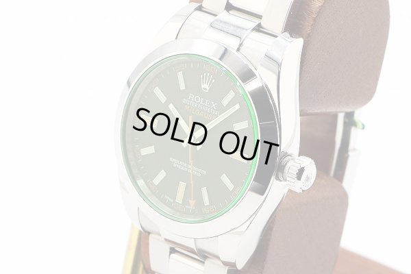 ロレックス　１１６４００ＧＶ　ミルガウス　黒文字盤　グリーンガラス　サイド拡大