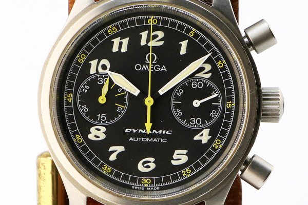 オメガ　ダイナミック　クロノグラフ　５２４０．５０　黒文字盤　表面拡大