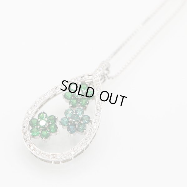 K18WG アレキサンドライトガーネットダイアイリペンダントネックレス 0.94ct 1.60ct 0.38ct 14.20g