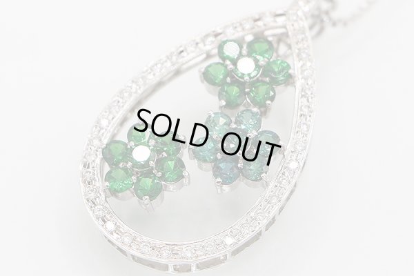 K18WG アレキサンドライトガーネットダイアイリペンダントネックレス 0.94ct 1.60ct 0.38ct 14.20g　拡大