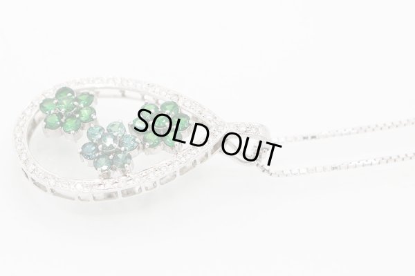 K18WG アレキサンドライトガーネットダイアイリペンダントネックレス 0.94ct 1.60ct 0.38ct 14.20g　サイド