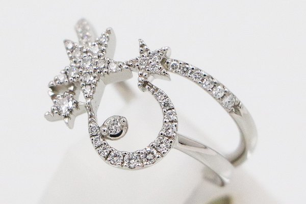 スタージュエリー　PT950 ダイアイリリング 0.23ct 5.10g　サイド