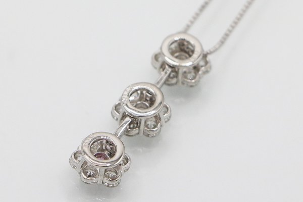 PT900/850 ダイアイリペンダントネックレス 0.077ct 1.46ct 6.20g　裏面