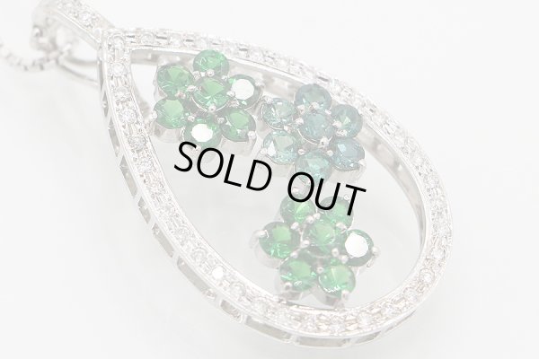 K18WG アレキサンドライトガーネットダイアイリペンダントネックレス 0.94ct 1.60ct 0.38ct 14.20g　サイド