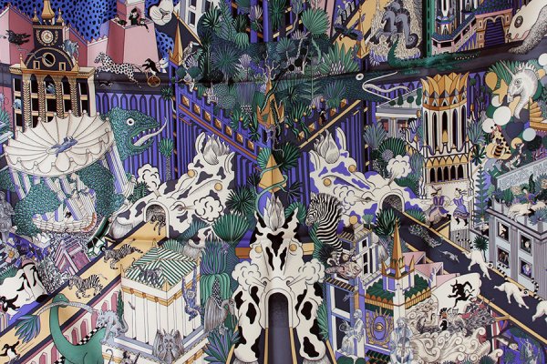 エルメス　ANIMAPOLIS カレ90 003275S NA/BLEU/GRIS/VIEUX RO　拡大(2)