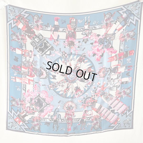 エルメス　KACHINAS カレ ウォッシュ90 071823S RD/BLEU JEAN/ROSE VIF